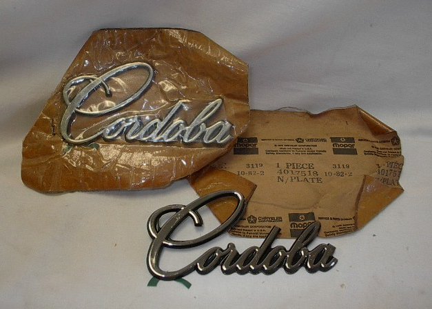 NOS MoPar 1975 79 Chrysler Cordoba Fender Nameplates Pr  